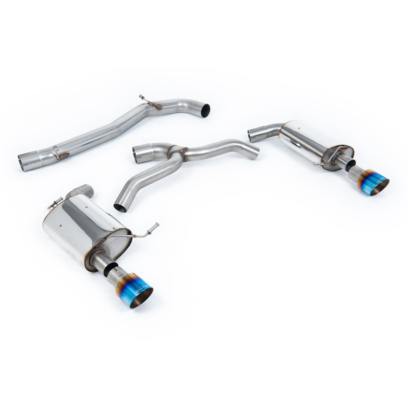 VW Golf 2.0TFSI Mk7 - Non-Resonated (Louder) Cat-Back Exhaust System with Burnt Titanium GT-100 Trims - Burnt Titanium