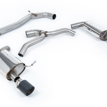 VW Golf 2.0TFSI Mk7 - Non-Resonated (Louder) Cat-Back Exhaust System with Carbon Jet-100 Trims - Carbon Fibre