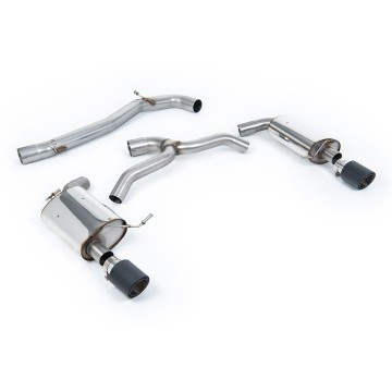 VW Golf 2.0TFSI Mk7 - Non-Resonated (Louder) Cat-Back Exhaust System with Carbon Jet-100 Trims - Carbon Fibre