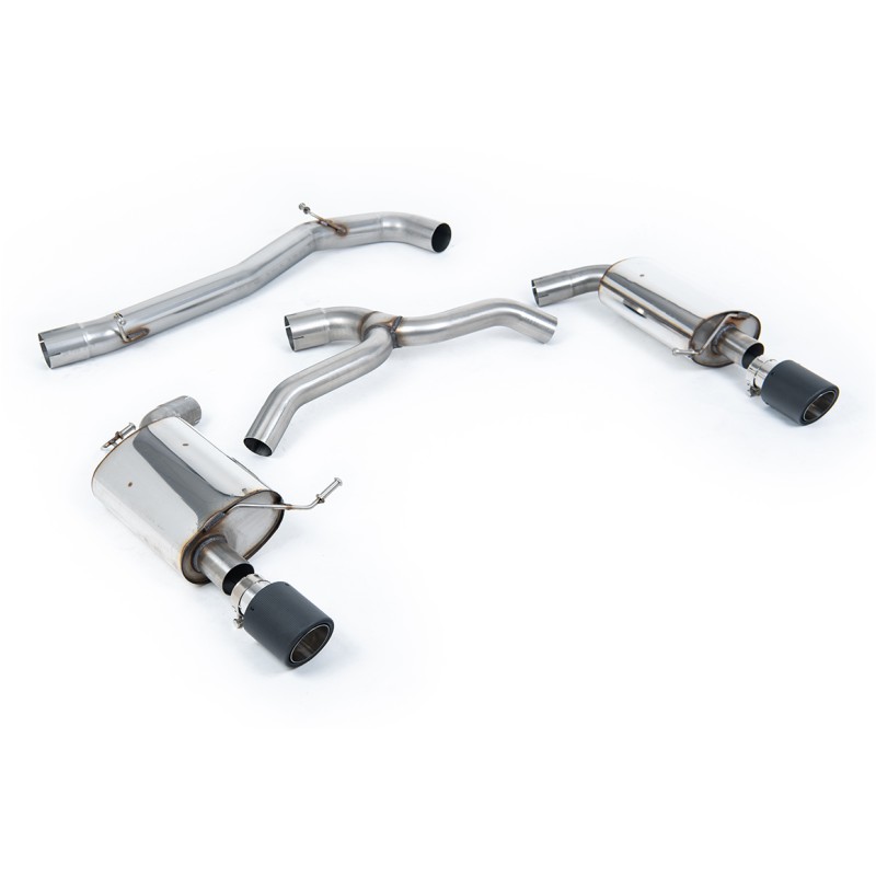 VW Golf 2.0TFSI Mk7 - Non-Resonated (Louder) Cat-Back Exhaust System with Carbon Jet-100 Trims - Carbon Fibre
