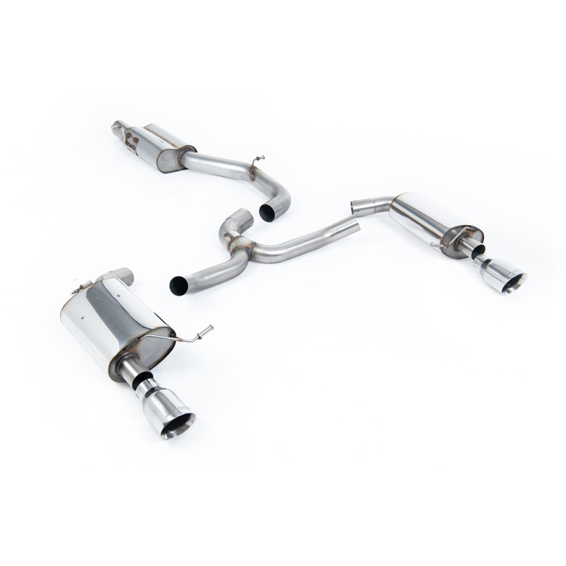 VW Golf 2.0TFSI Mk7 - Resonated (Quieter) Cat-Back Exhaust System with Polished GT-100 Trims - Polished