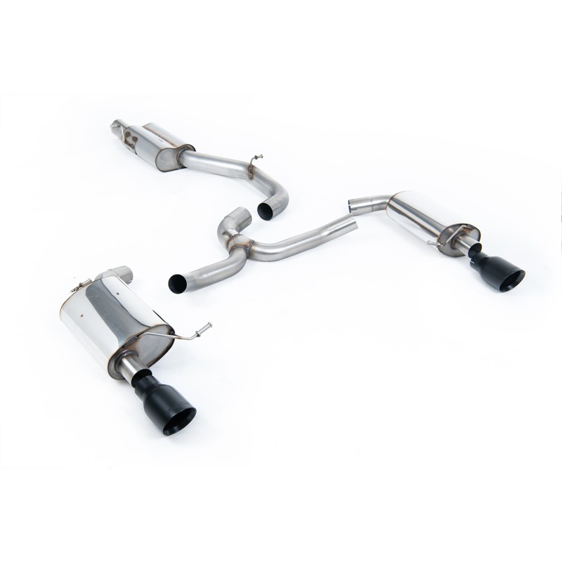 VW Golf 2.0TFSI Mk7 - Resonated (Quieter) Cat-Back Exhaust System with Black Cerakote GT-100 Trims - Cerakote Black