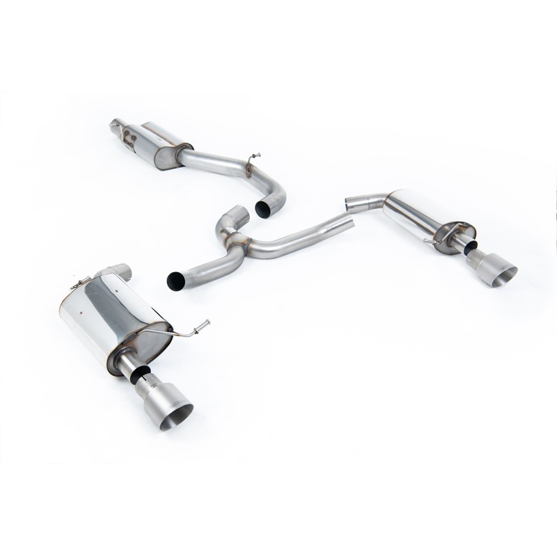 VW Golf 2.0TFSI Mk7 - Resonated (Quieter) Cat-Back Exhaust System with Titanium GT-100 Trims - Brushed Titanium