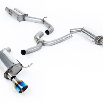 VW Golf 2.0TFSI Mk7 - Resonated (Quieter) Cat-Back Exhaust System with Burnt Titanium GT-100 Trims - Burnt Titanium
