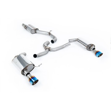 VW Golf 2.0TFSI Mk7 - Resonated (Quieter) Cat-Back Exhaust System with Burnt Titanium GT-100 Trims - Burnt Titanium