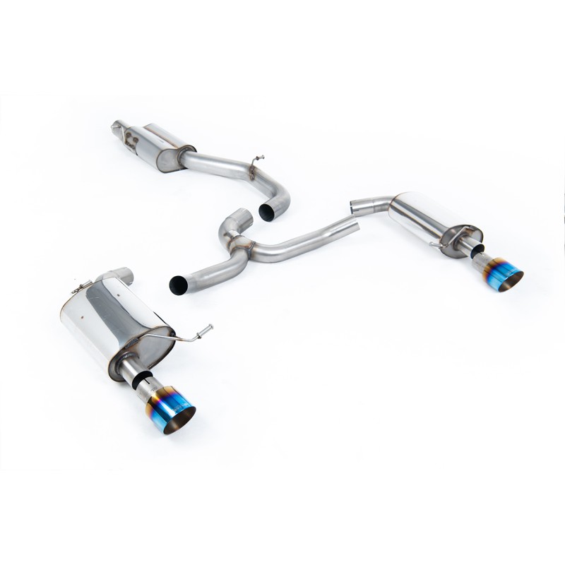 VW Golf 2.0TFSI Mk7 - Resonated (Quieter) Cat-Back Exhaust System with Burnt Titanium GT-100 Trims - Burnt Titanium