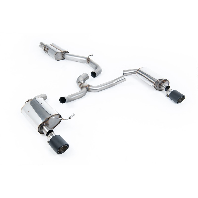 VW Golf 2.0TFSI Mk7 - Resonated (Quieter) Cat-Back Exhaust System with Carbon Jet-100 Trims - Carbon Fibre