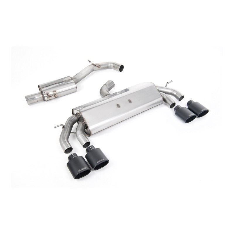 VW Golf R MK7.5 2.0 TSI 310ps (Non GPF Models & 76mm systems) - Non-Valved & Resonated (Quieter) Cat-Back Race Exhaust System with Cerakote Black Oval Tips - Black Ovals