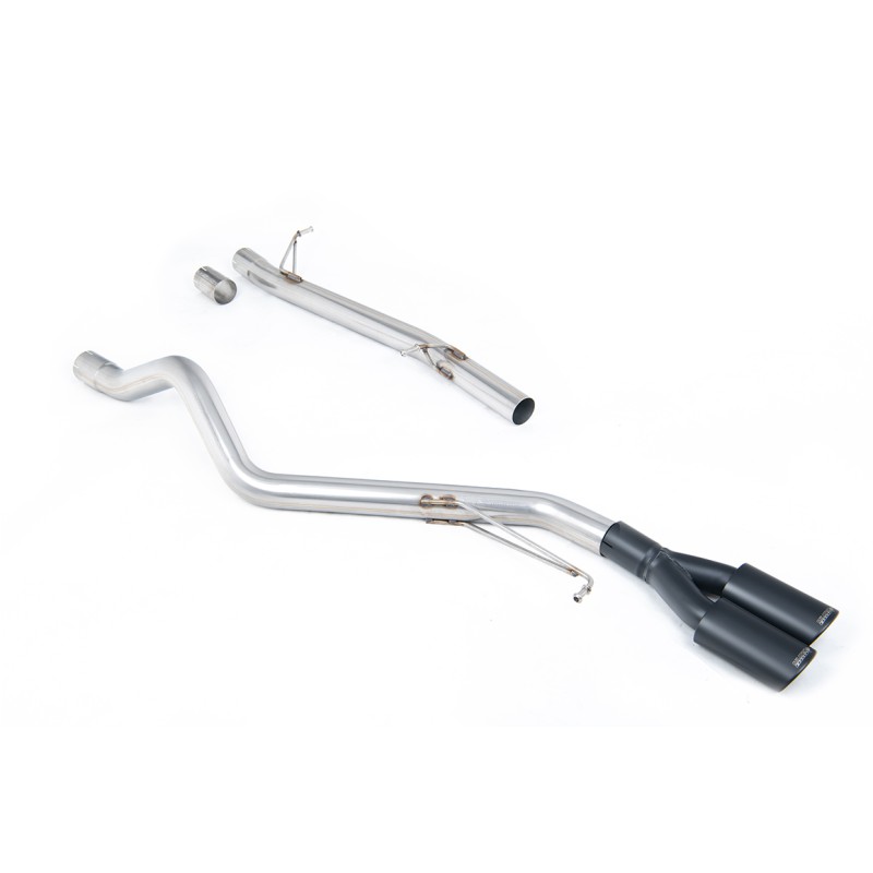 VW T6 SWB 2.0TSI Petrol - Non-Resonated (Louder) Cat-Back Exhaust System with Twin Cerakote Black Oval Outlet - Cerakote Black