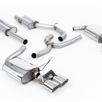 VW Golf R Mk7.5 Estate - Resonated (Quieter) Cat-Back Exhaust System with Polished Quad Oval Tips - Polished