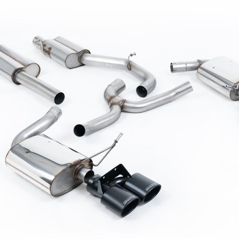 VW Golf R Mk7.5 Estate - Resonated (Quieter) Cat-Back Exhaust System with Black Quad Oval Tips - Cerakote Black
