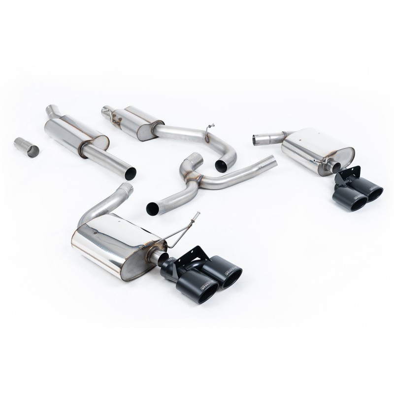 VW Golf R Mk7.5 Estate - Resonated (Quieter) Cat-Back Exhaust System with Black Quad Oval Tips - Cerakote Black