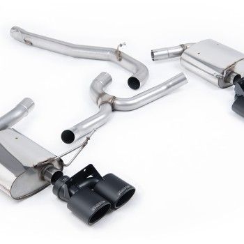 VW Golf R Mk7.5 Estate - Non-Resonated (Louder) Cat-Back Exhaust System with Cerakote Black Quad Oval Tips - Cerakote Black
