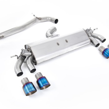 VW Golf MK7.5 R 2.0 TSI 300ps/310ps (76mm Systems) - Non-resonated (louder) GPF/OPF Back Exhaust System with Burnt Titanium GT-100 Round Tips - Burnt/Blue Titanium