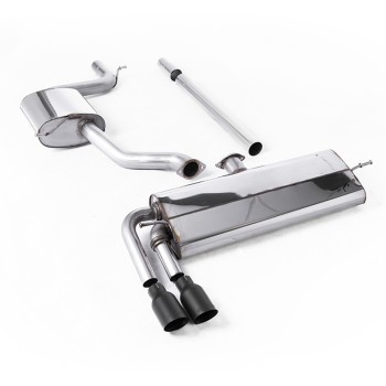 VW Golf MK7.5 1.5TSI Evo GT & R-Line - Resonated (Quieter) Cat Back Exhaust System with Cerakote Black Trims (GTD Twin Outlet Style) - Cerakote Black