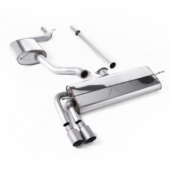 VW Golf MK7.5 1.5TSI Evo GT & R-Line - Resonated (Quieter) Cat-Back Exhaust System with Titanium Trims (GTD Style) - Brushed Titanium