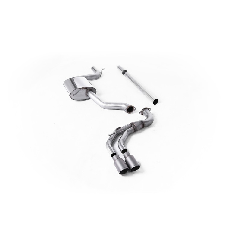 Seat Leon FR 1.8 TSI & VW Golf MK7.5 1.5TSI - Non-Resonated (Louder) Cat-Back Exhaust System with Titanium Trims (GTD Style) - Brushed Titanium