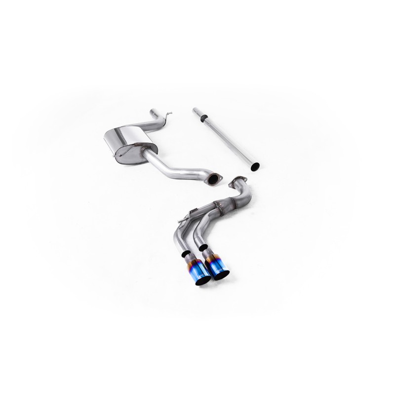 Seat Leon FR 1.8 TSI & VW Golf MK7.5 1.5TSI - Non-Resonated (Louder) Cat-Back Exhaust System with Burnt Titanium Trims (GTD Style) - Burnt Titanium