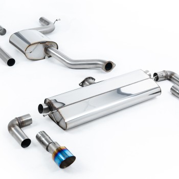 VW Golf MK7.5 1.5TSI Evo GT & R-Line - Resonated (Quieter) Cat-Back Exhaust System with Burnt Titanium Trims (GTI Style) - Burnt Titanium