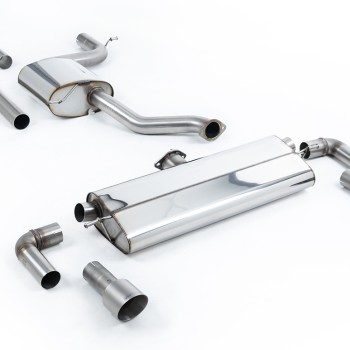 VW Golf MK7.5 1.5TSI Evo GT & R-Line - Resonated (Quieter) Cat-Back Exhaust System with Titanium Trims (GTI Style) - Brushed Titanium