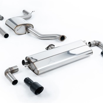 VW Golf MK7.5 1.5TSI Evo GT & R-Line - Resonated (Quieter) Cat-Back Exhaust System with Cerakote Black Trims (GTI Style) - Cerakote Black