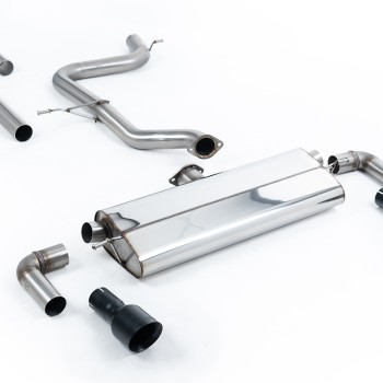 VW Golf MK7.5 1.5TSI Evo GT & R-Line - Non-Resonated (Louder) Cat-Back Exhaust System with Cerakote Black Trims (GTI Style) - Cerakote Black