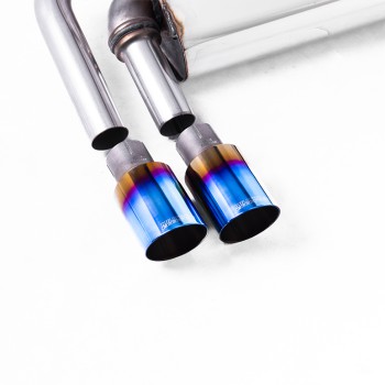 VW Golf MK7.5 1.5TSI Evo GT & R-Line - Resonated (Quieter) Cat-Back Exhaust System with Burnt Titanium Trims (GTD Style) - Burnt/Blue Titanium