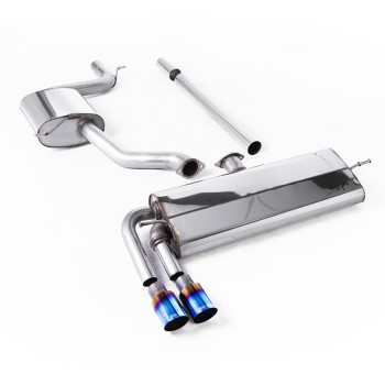 VW Golf MK7.5 1.5TSI Evo GT & R-Line - Resonated (Quieter) Cat-Back Exhaust System with Burnt Titanium Trims (GTD Style) - Burnt/Blue Titanium