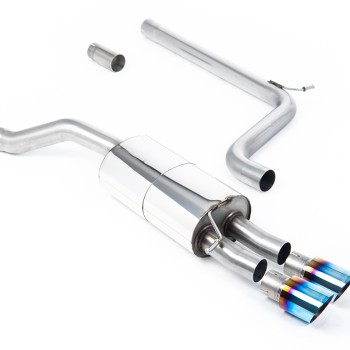 VW Polo GTI 2.0 TSI (AW - 5 Door/Non GPF Models) - Non-Resonated (Louder) Cat-Back Exhaust System with Burnt Titanium GT-90 Trims - Burnt Titanium