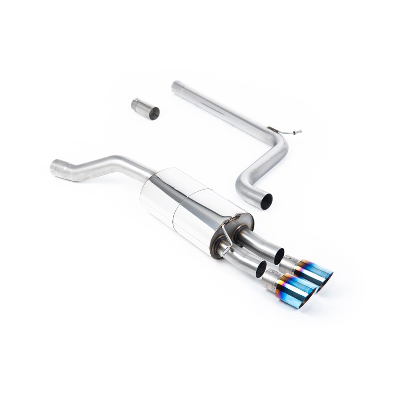 VW Polo GTI 2.0 TSI (AW - 5 Door/Non GPF Models) - Non-Resonated (Louder) Cat-Back Exhaust System with Burnt Titanium GT-90 Trims - Burnt Titanium