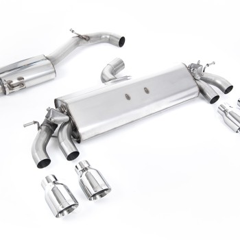 VW Golf R MK7.5 2.0 TSI 310ps (Non GPF Models & 76mm systems) - Resonated (Quieter) Cat-Back Exhaust System with Polished GT-100 Round Tips - Polished