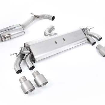 VW Golf R MK7.5 2.0 TSI 310ps (Non GPF Models & 76mm systems) - Resonated (Quieter) Cat-Back Exhaust System with Titanium GT-100 Round Tips - Brushed Titanium