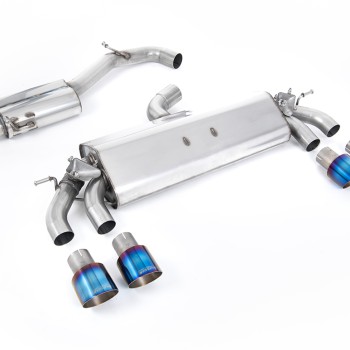 VW Golf R MK7.5 2.0 TSI 310ps (Non GPF Models & 76mm systems) - Resonated (Quieter) Cat-Back Exhaust System with Burnt Titanium GT-100 Round Tips - Burnt Titanium