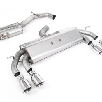 VW Golf R MK7.5 2.0 TSI 310ps (Non GPF Models & 76mm systems) - Non-Valved & Resonated (Quieter) Cat-Back Race Exhaust System with Polished GT-100 Round Tips - Polished