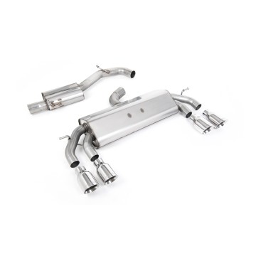 VW Golf R MK7.5 2.0 TSI 310ps (Non GPF Models & 76mm systems) - Non-Valved & Resonated (Quieter) Cat-Back Race Exhaust System with Polished GT-100 Round Tips - Polished