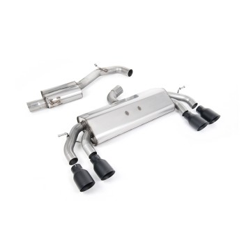 VW Golf R MK7.5 2.0 TSI 310ps (Non GPF Models & 76mm systems) - Non-Valved & Resonated (Quieter) Cat-Back Race Exhaust System with Black GT-100 Round Tips - Cerakote Black