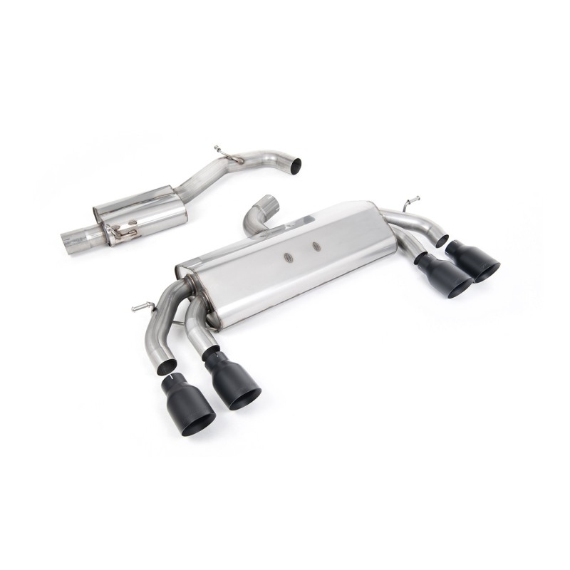 VW Golf R MK7.5 2.0 TSI 310ps (Non GPF Models & 76mm systems) - Non-Valved & Resonated (Quieter) Cat-Back Race Exhaust System with Black GT-100 Round Tips - Cerakote Black
