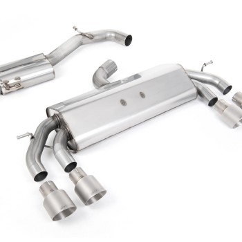 VW Golf R MK7.5 2.0 TSI 310ps (Non GPF Models & 76mm systems) - Non-Valved & Resonated (Quieter) Cat-Back Race Exhaust System with Titanium GT-100 Round Tips - Brushed Titanium