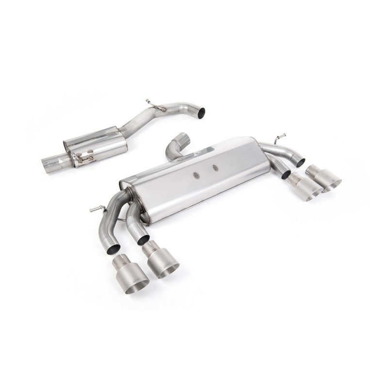 VW Golf R MK7.5 2.0 TSI 310ps (Non GPF Models & 76mm systems) - Non-Valved & Resonated (Quieter) Cat-Back Race Exhaust System with Titanium GT-100 Round Tips - Brushed Titanium
