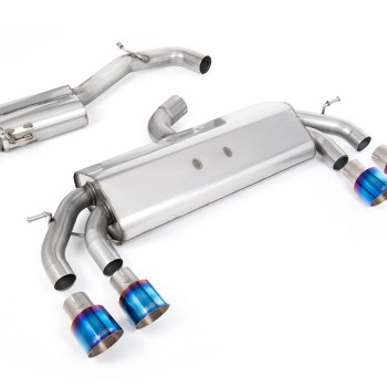 VW Golf R MK7.5 2.0 TSI 310ps (Non GPF Models & 76mm systems) - Non-Valved & Resonated (Quieter) Cat-Back Race Exhaust System with Burnt Titanium GT-100 Round Tips - Burnt Titanium