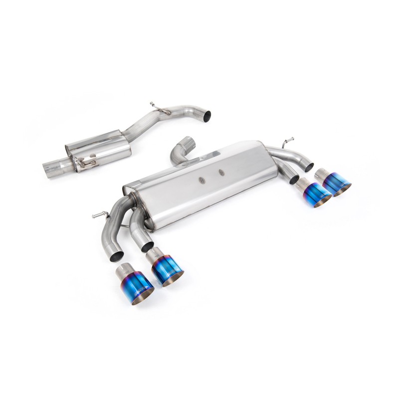 VW Golf R MK7.5 2.0 TSI 310ps (Non GPF Models & 76mm systems) - Non-Valved & Resonated (Quieter) Cat-Back Race Exhaust System with Burnt Titanium GT-100 Round Tips - Burnt Titanium