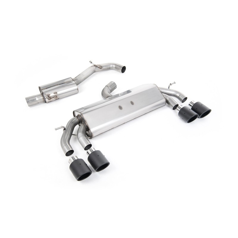 VW Golf R MK7.5 2.0 TSI 310ps (Non GPF Models & 76mm systems) - Non-Valved & Resonated (Quieter) Cat-Back Race Exhaust System with Carbon JET-100 Round Tips - Carbon Fibre