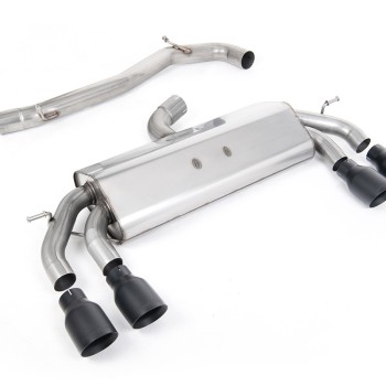 VW Golf R MK7.5 2.0 TSI 310ps (Non GPF Models & 76mm systems) - Non-Valved & Non-Resonated (Louder) Cat-Back Race Exhaust System with Cerakote Black GT-100 Round Tips - Cerakote Black