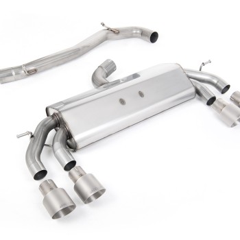 VW Golf R MK7.5 2.0 TSI 310ps (Non GPF Models & 76mm systems) - Non-Valved & Non-Resonated (louder) Cat-Back Race Exhaust System with Titanium GT-100 Round Tips - Brushed Titanium