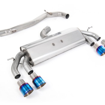 VW Golf R MK7.5 2.0 TSI 310ps (Non GPF Models & 76mm systems) - Non-Valved & Non-Resonated (Louder) Cat-Back Race Exhaust System with Burnt Titanium GT-100 Round Tips - Burnt/Blue Titanium