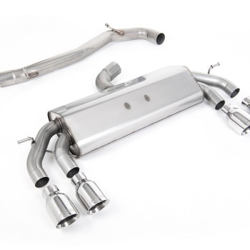 VW Golf R MK7.5 2.0 TSI 310ps (Non GPF Models & 76mm systems) - Non-Valved & Non-Resonated (Louder) Cat-Back Race Exhaust System with Polished GT-100 Round Tips - Polished