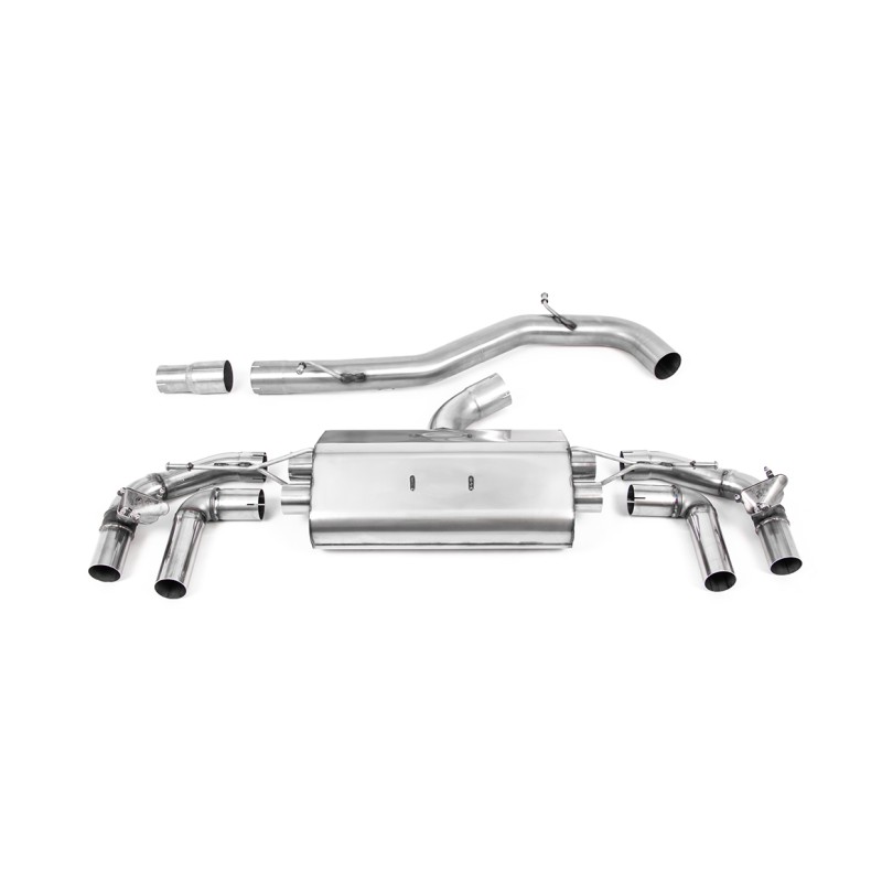 VW Golf R MK8/MK8.5 - 80MM Non-Resonated (Louder) OPF Back Exhaust System with Carbon Jet-115 Trims - Carbon Fibre