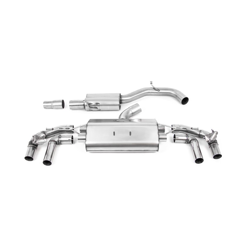 VW Golf R MK8/MK8.5 - 80MM Resonated (Quieter) OPF Back Exhaust System with Polished GT-115 Trims - Polished
