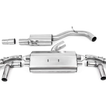 VW Golf R MK8/MK8.5 - 80MM Resonated (Quieter) OPF Back Exhaust System with Burnt Titanium GT-115 Trims - Burnt Titanium