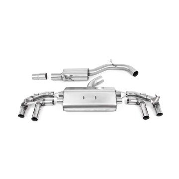 VW Golf R MK8/MK8.5 - 80MM Resonated (Quieter) OPF Back Exhaust System with Burnt Titanium GT-115 Trims - Burnt Titanium